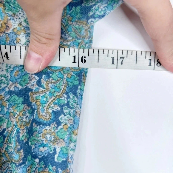 Vintage 70s Prairie Dress Paisley Blue White Tiered Floral Peasant Leo New York - Picture 9 of 11